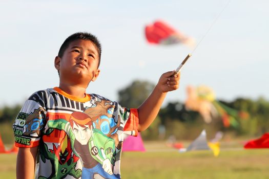 CHA-AM - MARCH 10: Colorful kites in the 12th Thailand International Kite Festival on March 9, 2012 in Naresuan Camp, Cha-am, Thailand