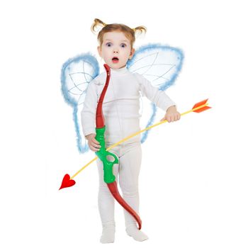 Stock photo: an image of a little cupid with a bow