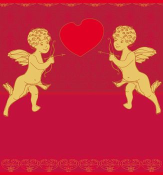 happy valentine's day card with cupid