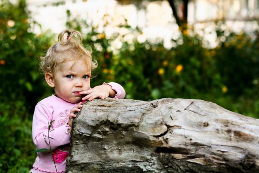 Portrait of a child. Cute baby outdoors.