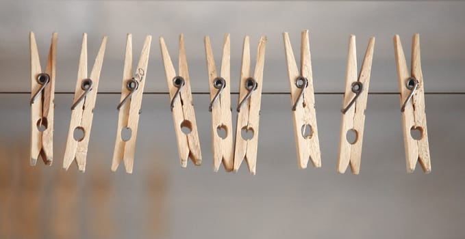 clothespins on a wire