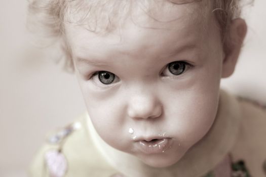 An image of baby girl. Portrait close-up