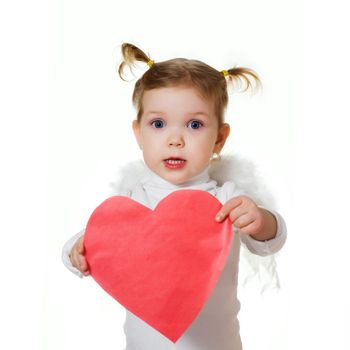 Stock photo: an image of a little cupid with a heart