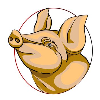 pig head, chinese zodiac sign isolated on white