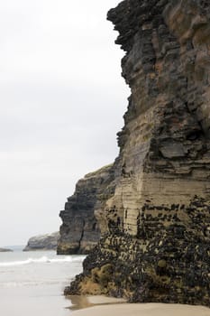 ancient cliffs on the coastal beach in ballybunion county kerry ireland