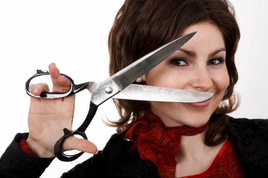 A image of nice woman with scissors