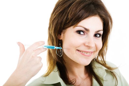 An image of woman with an injection