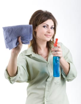 An image of nice woman with towel in her hand