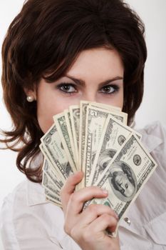 An image of a girl with dollars