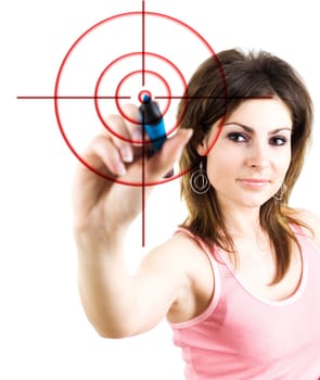 An image of girl drawing the target