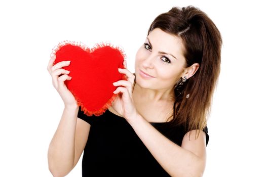 Stock photo: love theme: an image of woman with red heart