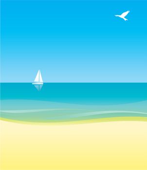white yacht in blue sea under blue sky  background