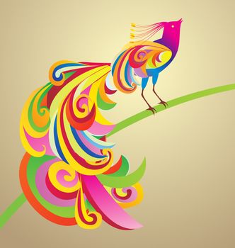Peafowl bird decor style illustration colorful image
