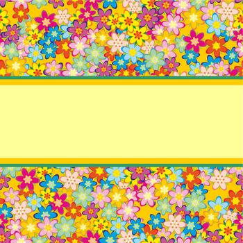 colorful vector flowers pattern with clear place background