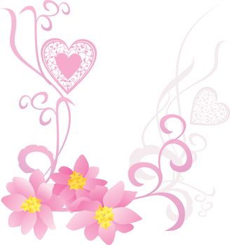 pink flowers on whote background vector image