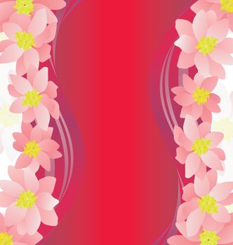 pink flowers border on dark magenta background