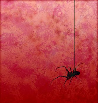 textured red background with spider silhouette horror image
