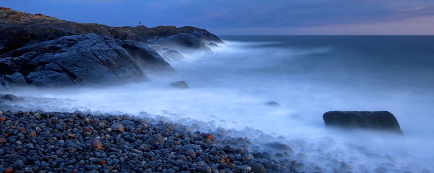 Sunset in wintertime at the Norwegian coast, Moelen