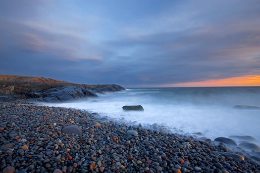 Sunset in wintertime at the Norwegian coast, Moelen