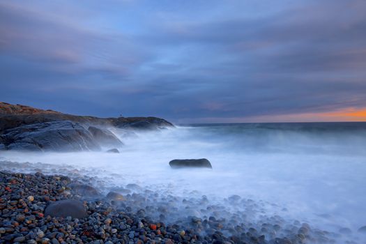 Sunset in wintertime at the Norwegian coast, Moelen