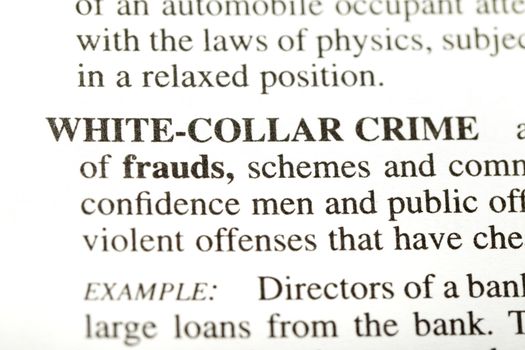 Definition of the word white-collar crime from a legal dictionary