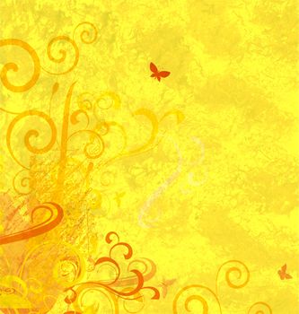 yellow textured abstract ornamented background