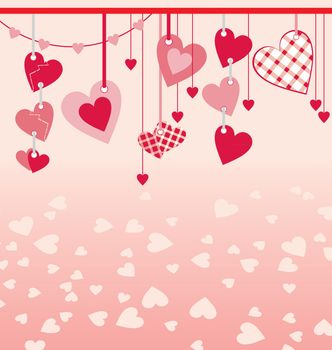 vector hanging different hearts decor