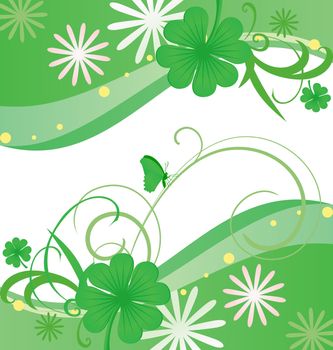 green vector St. Patrick day frame with clover