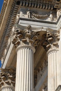 Milan, detail of the capitals of the Arco della Pace