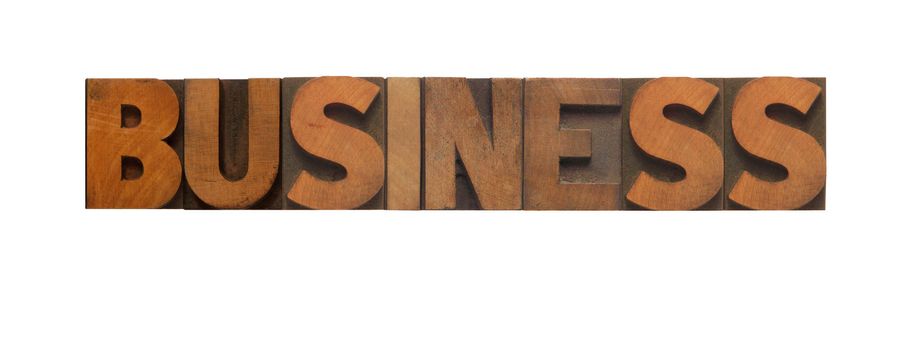 the word business in old wood type