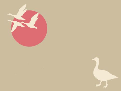 geese on brown background