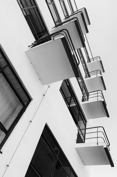 View under the balconies, main building