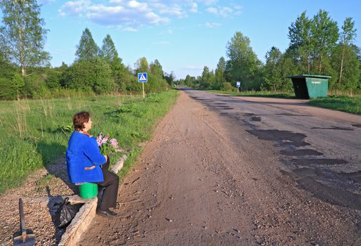 bus stop on rural road