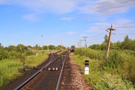 train on small railway station