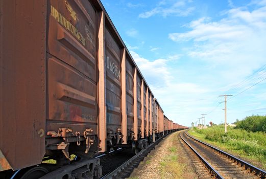 train on small railway station