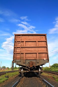 railway freiht-car on rural station