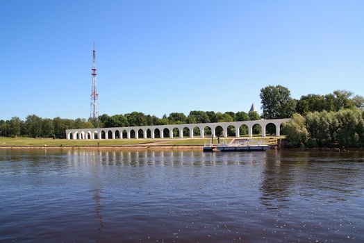 ancient wall on coast river