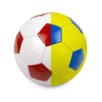 Soccer ball colored by flag of Poland and Ukraine