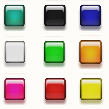 Collection of glossy colored buttons with shadows