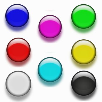 Collection of colorful round glossy web buttons