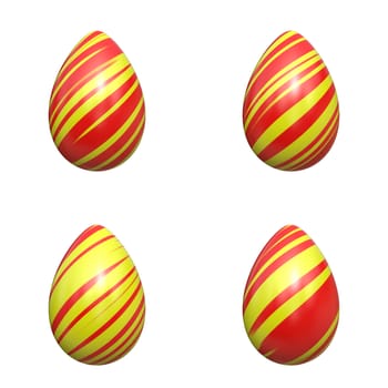 easter eggs in red and yellow stripes