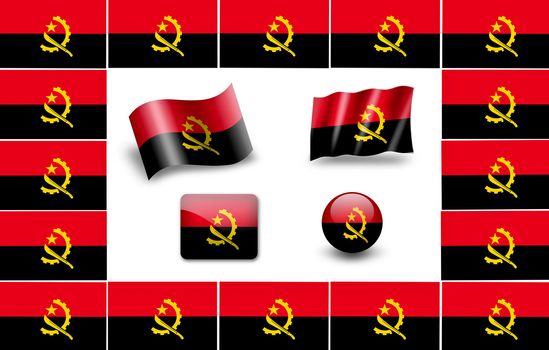 Angola flag icon set