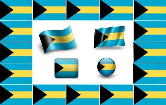 Bahamas flag icon set