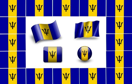 Barbados flag icon set