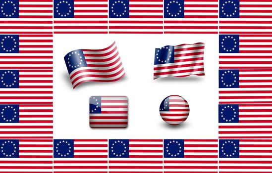 Betsy ross flag icon set