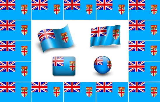 flag of Fiji. icon set