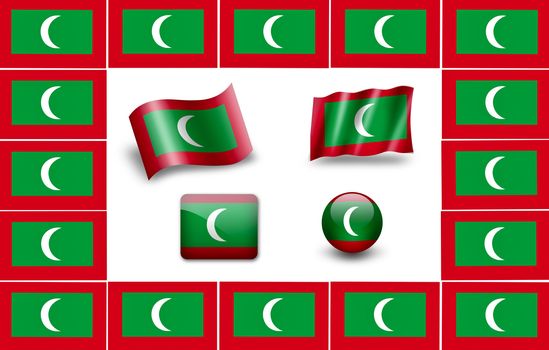 Flag  of Maldives. icon set. flags frame