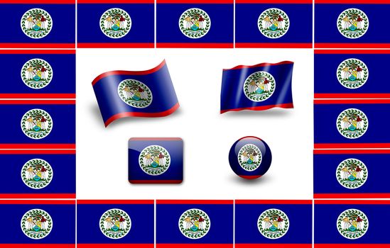 flag of Belize. icon set