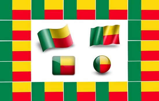 flag of Benin. icon set
