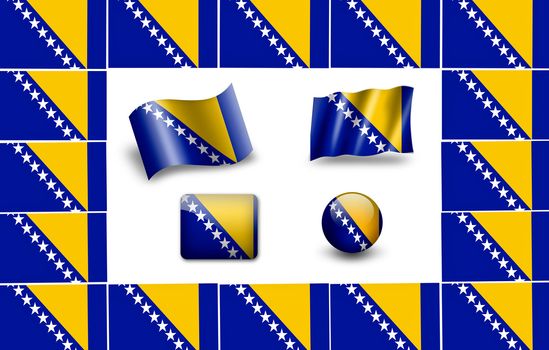 flag of Bosnia and Herzegovina. icon set